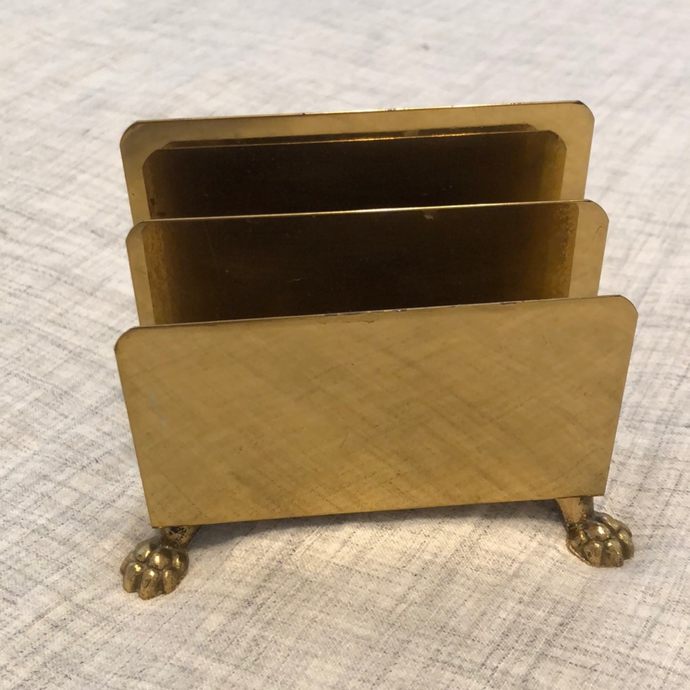 Vintage brass claw foot letter holder